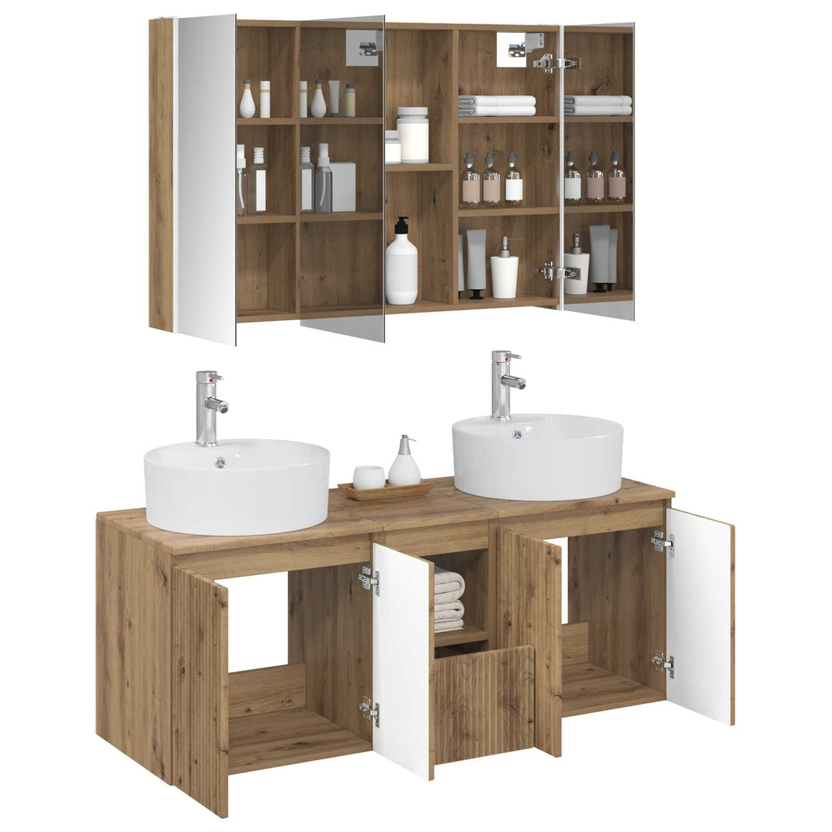 vidaXL Badkamerkast set 4 st Artisanaal eiken Bewerkt hout