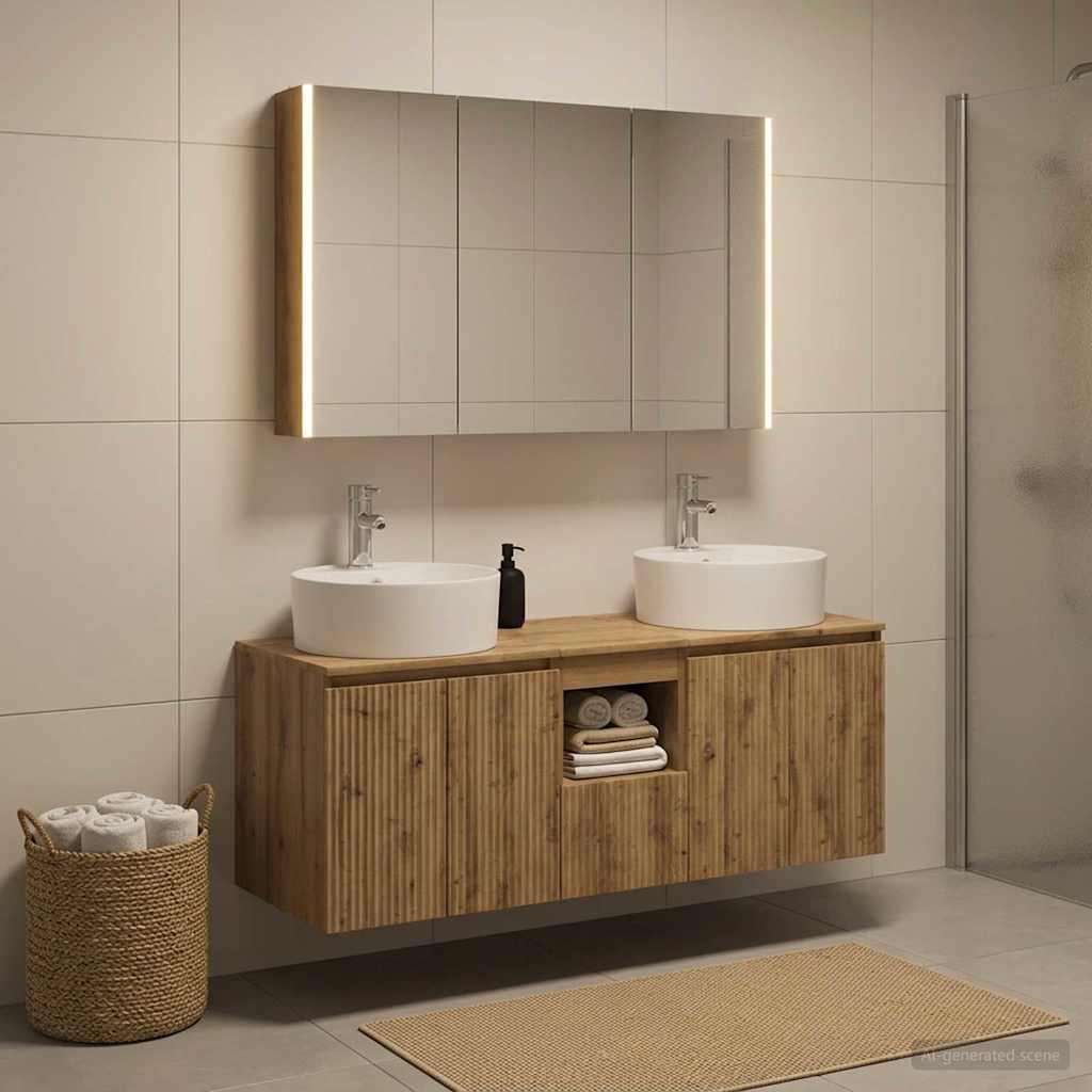 vidaXL Badkamerkast set 4 st Artisanaal eiken Bewerkt hout