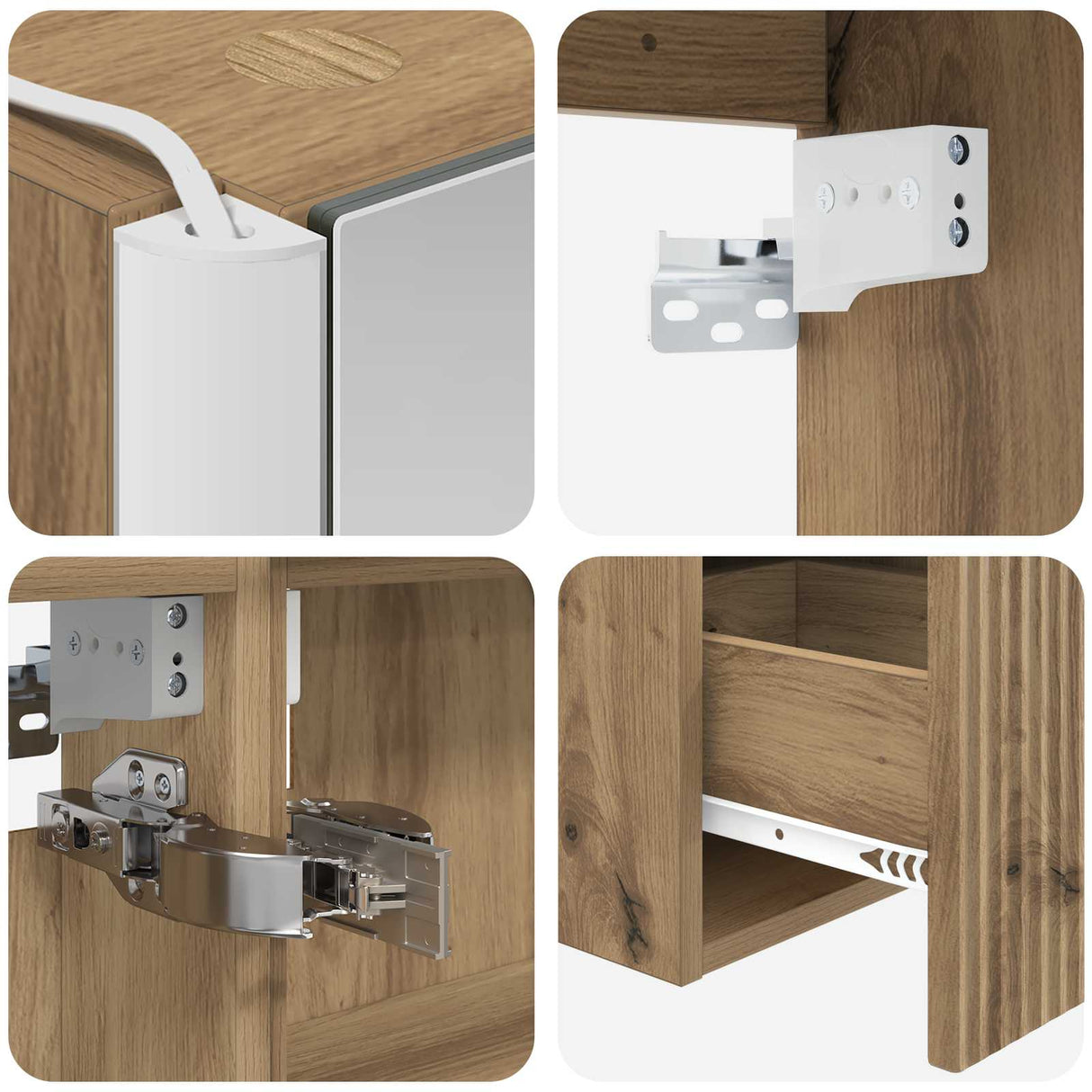 vidaXL Badkamerkast set 4 st Artisanaal eiken Bewerkt hout