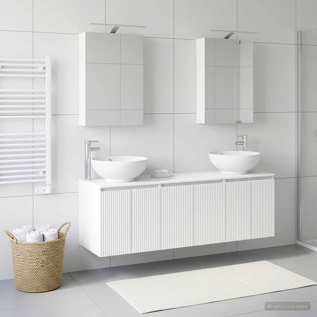 vidaXL Badkamerkast set 5 pcs Wit Bewerkt hout