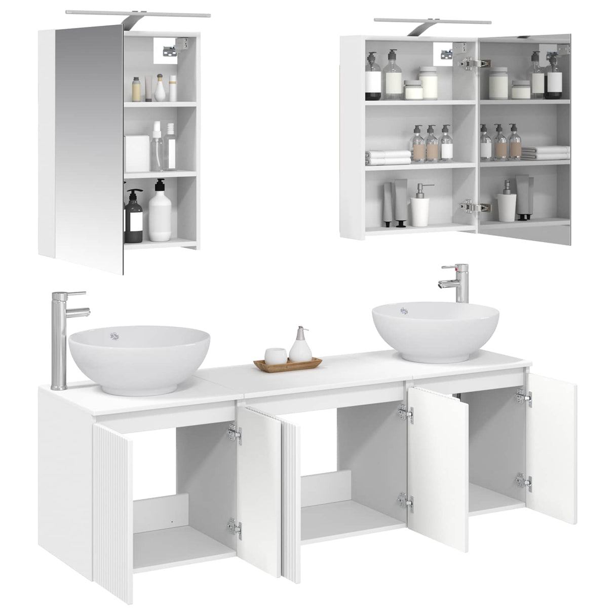 vidaXL Badkamerkast set 5 pcs Wit Bewerkt hout