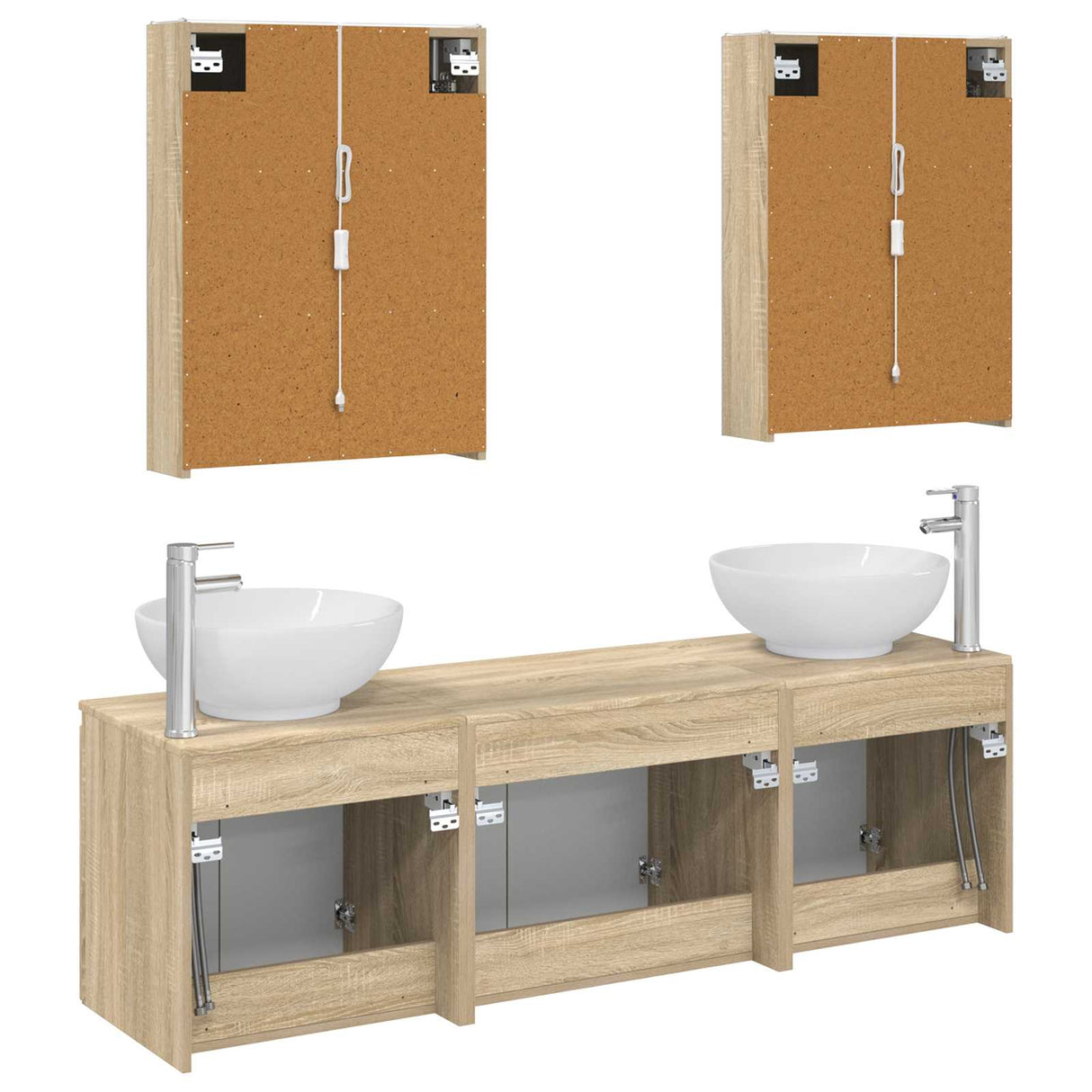 vidaXL Badkamerkast set 5 st Wit Bewerkt hout