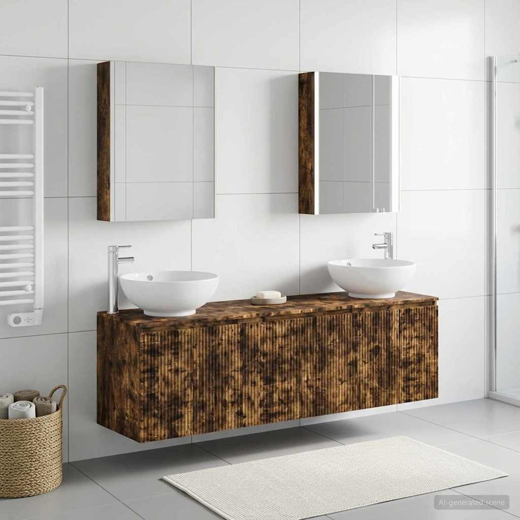 vidaXL Badkamerkast set 5 st Wit Bewerkt hout