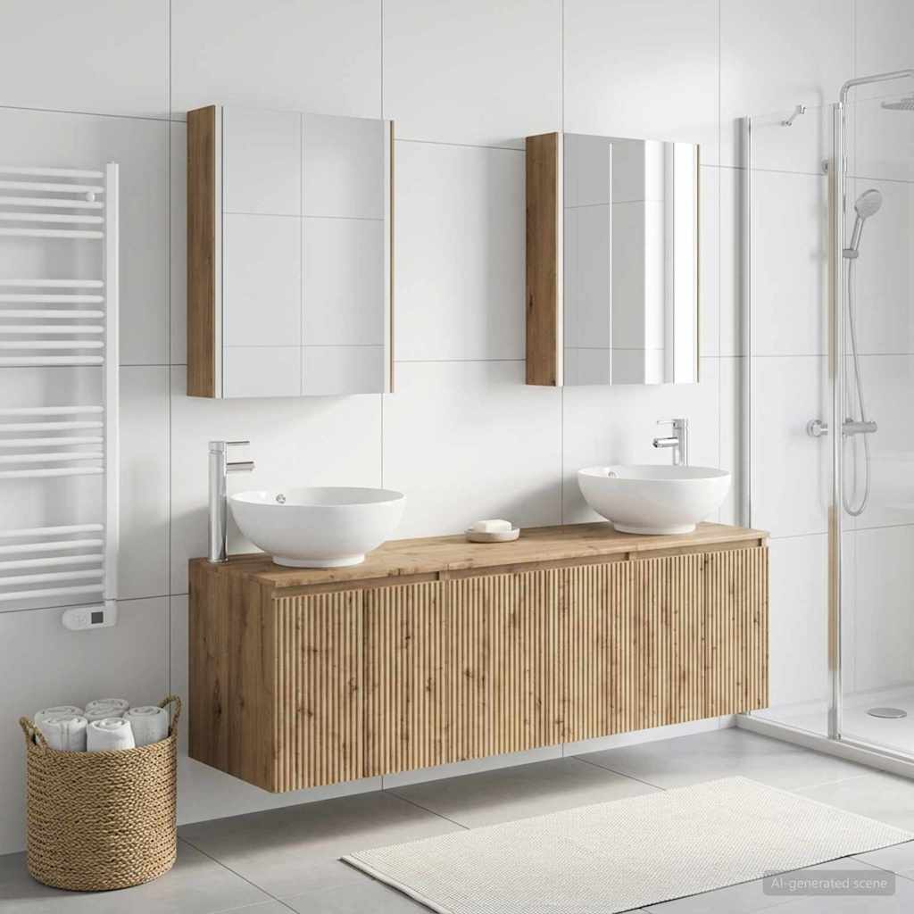 vidaXL Badkamerkast set 5 st Wit Bewerkt hout