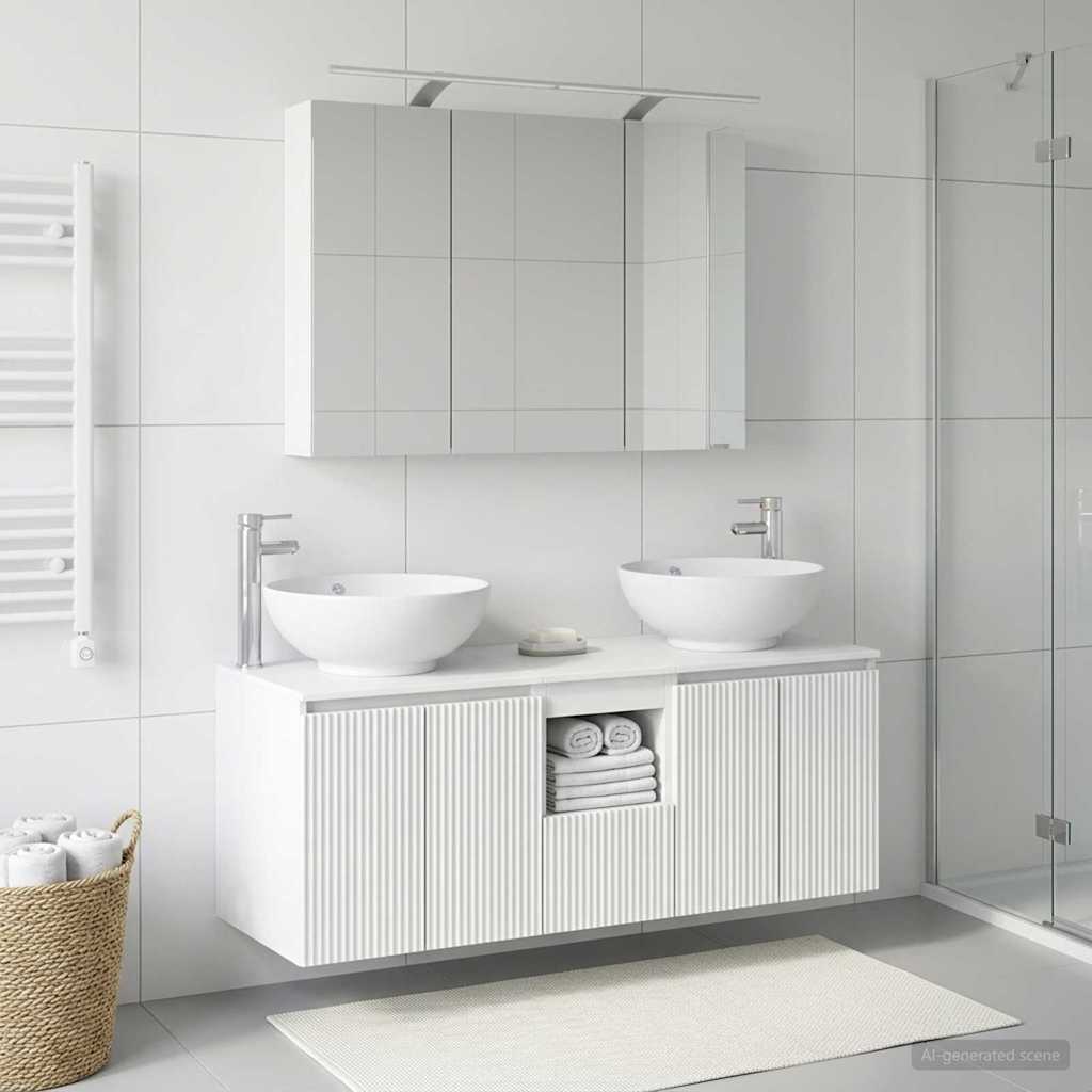 vidaXL Badkamerkast set 4 pcs Wit Bewerkt hout