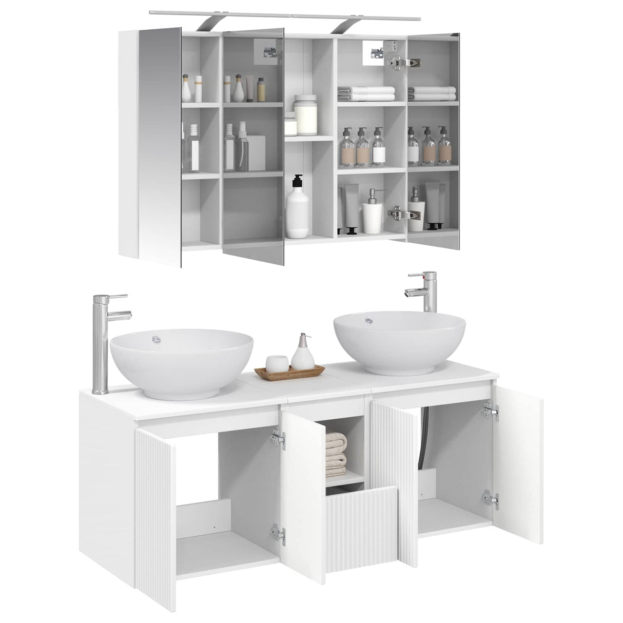 vidaXL Badkamerkast set 4 pcs Wit Bewerkt hout