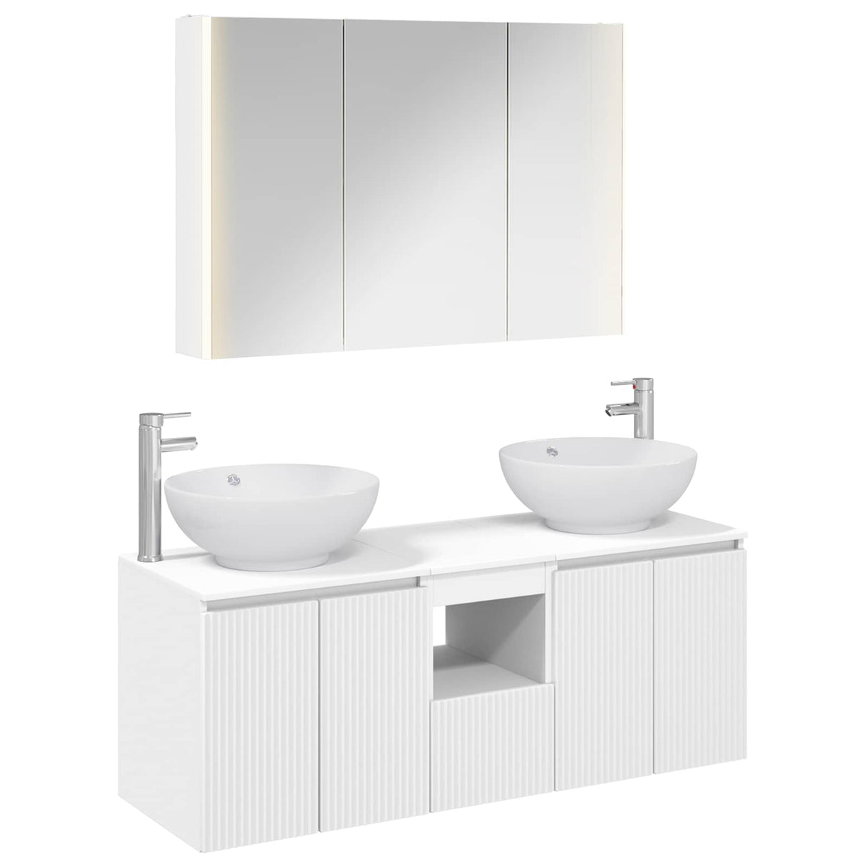 vidaXL Bathroom cabinet set 4 pcs White Engineered wood