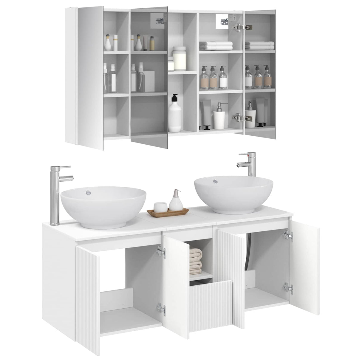 vidaXL Bathroom cabinet set 4 pcs White Engineered wood