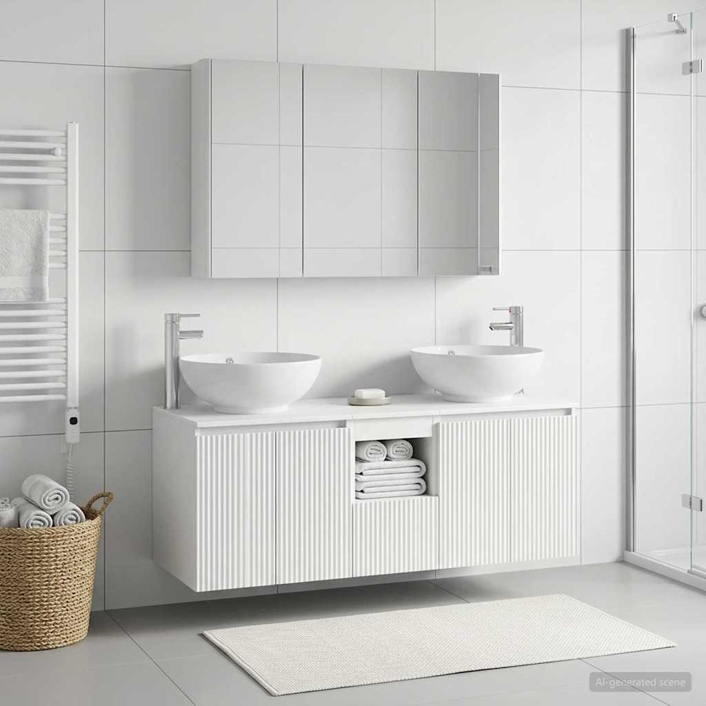 vidaXL Bathroom cabinet set 4 pcs White Engineered wood