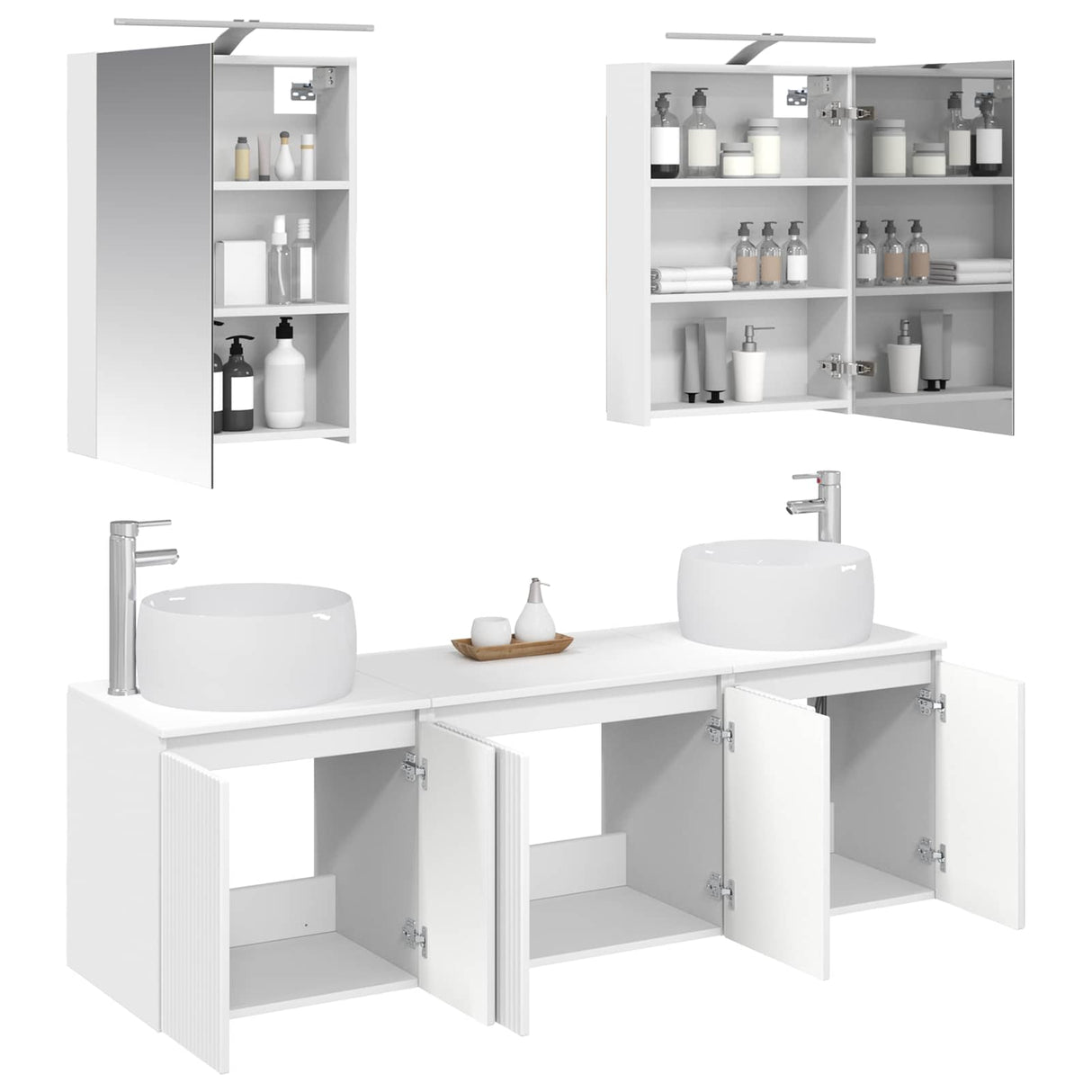 vidaXL Badkamerkast set 5 pcs Wit Bewerkt hout
