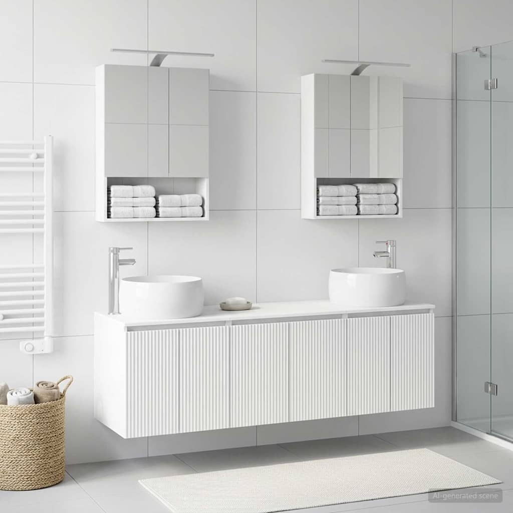 vidaXL Badkamerkast set 5 pcs Wit Bewerkt hout