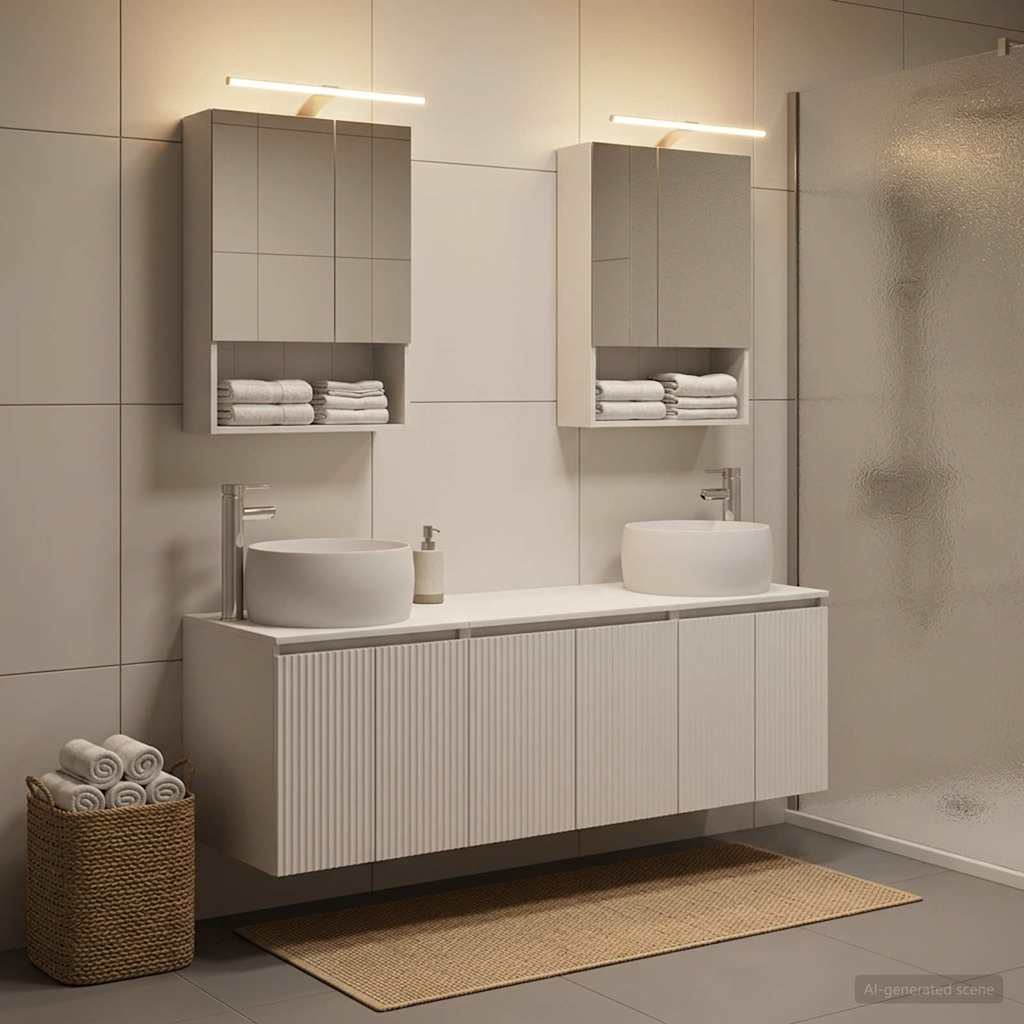 vidaXL Badkamerkast set 5 pcs Wit Bewerkt hout