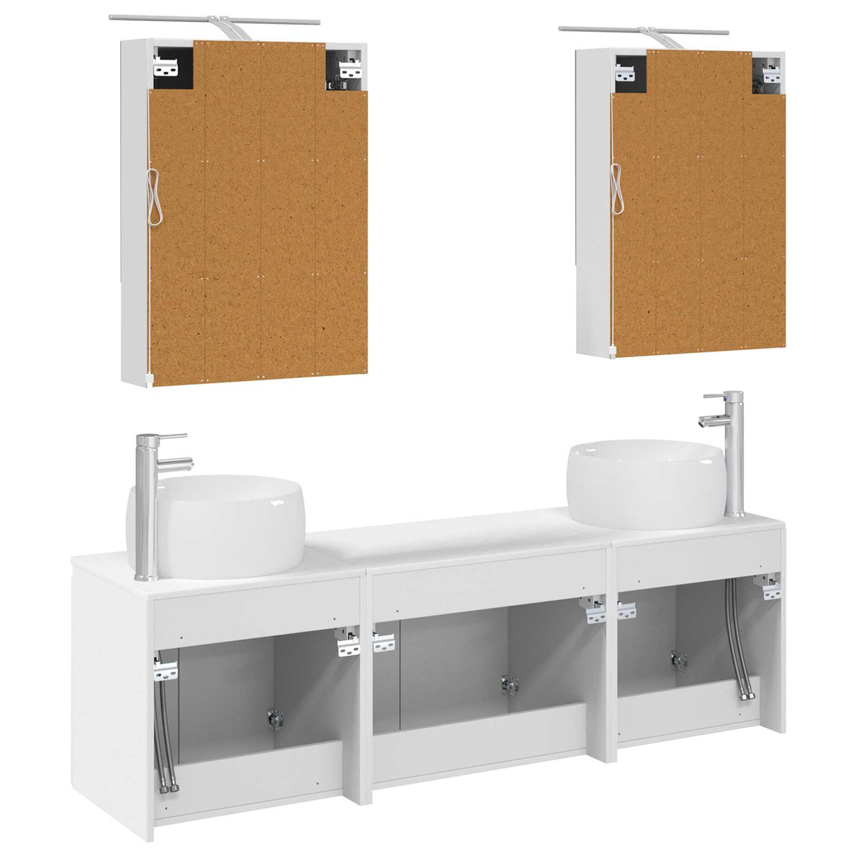vidaXL Badkamerkast set 5 pcs Wit Bewerkt hout