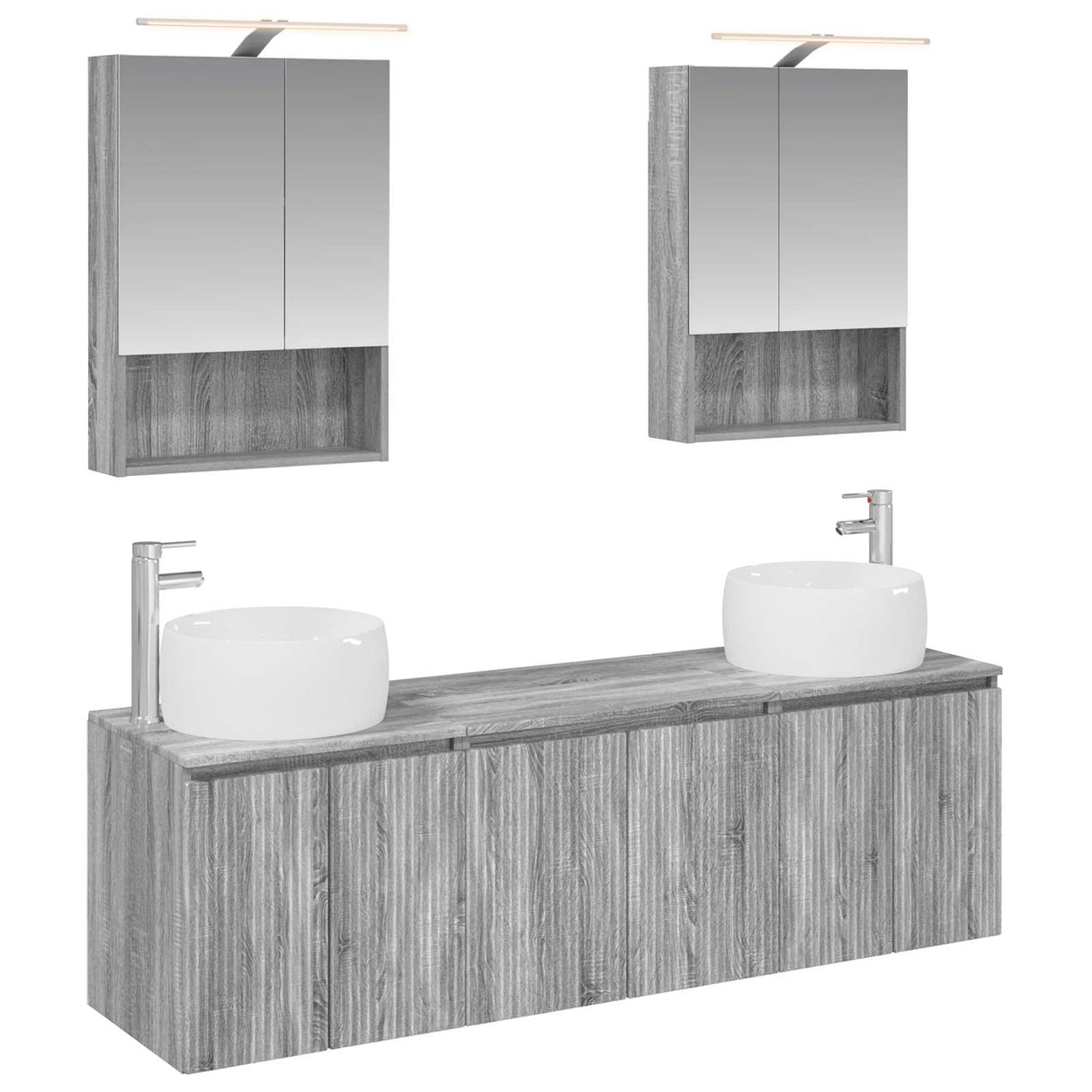 vidaXL Badkamerkast set 5 pcs Wit Bewerkt hout