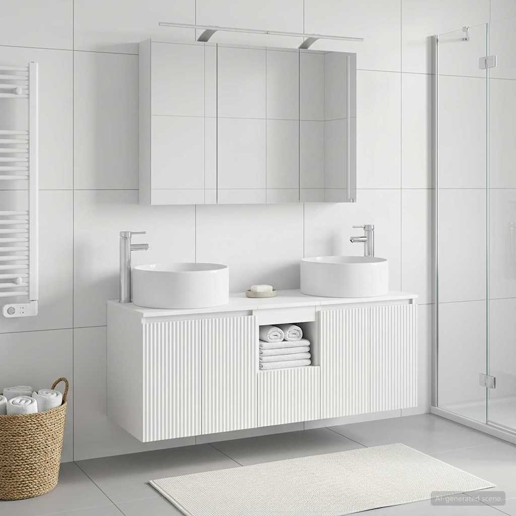 vidaXL Badkamerkast set 4 pcs Wit 100 x 14,5 x 70 cm Bewerkt hout