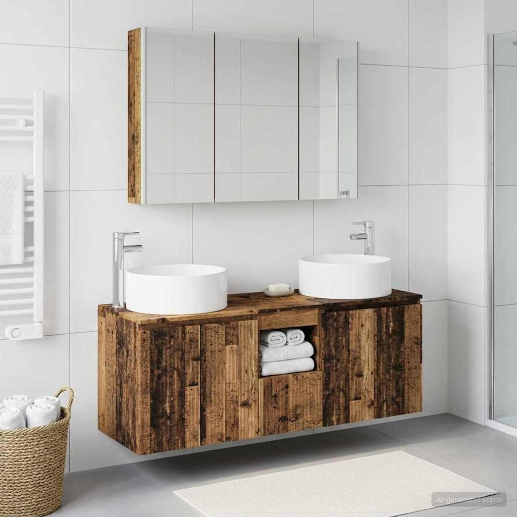 vidaXL Badkamerkast set 4 st Oud hout Bewerkt hout