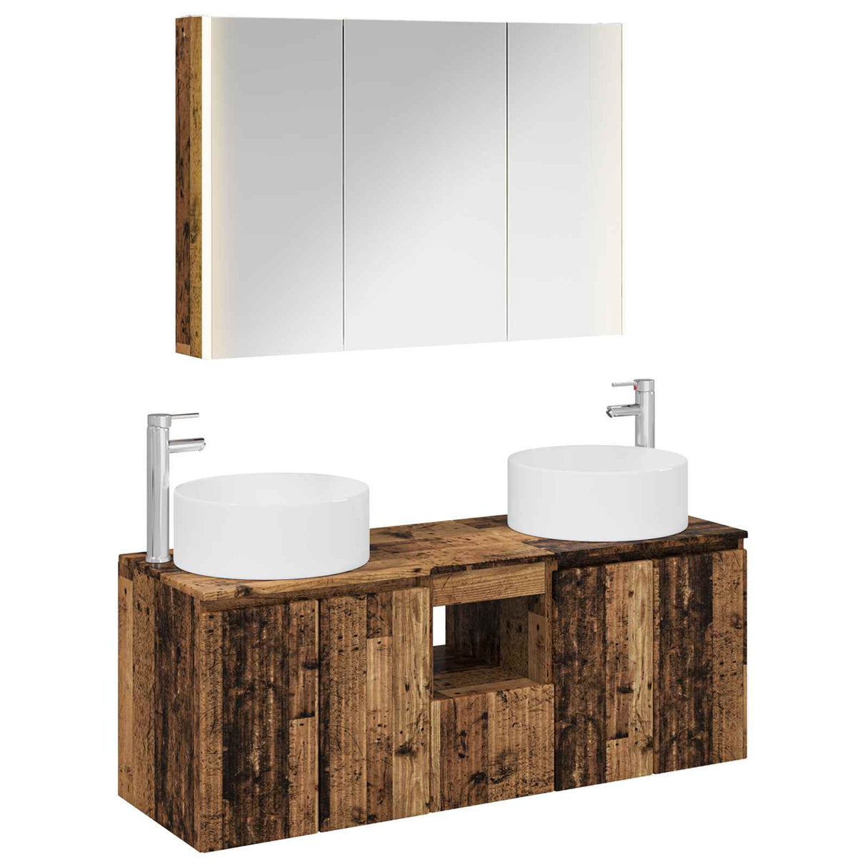 vidaXL Badkamerkast set 4 st Oud hout Bewerkt hout