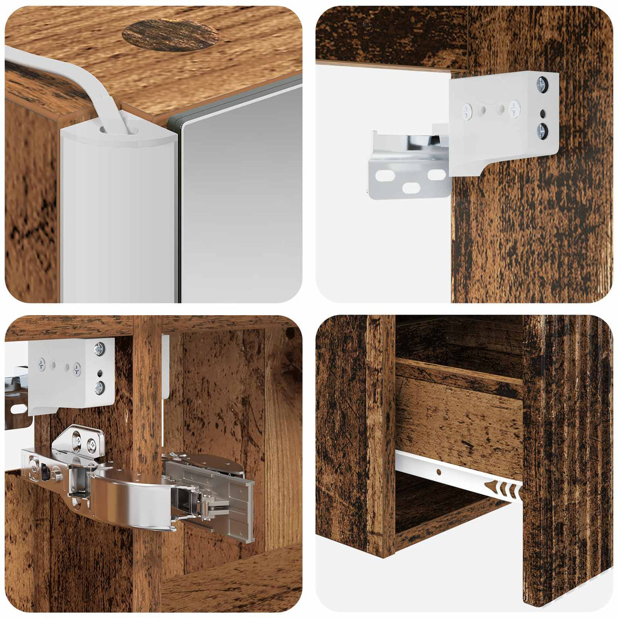 vidaXL Badkamerkast set 4 st Oud hout Bewerkt hout
