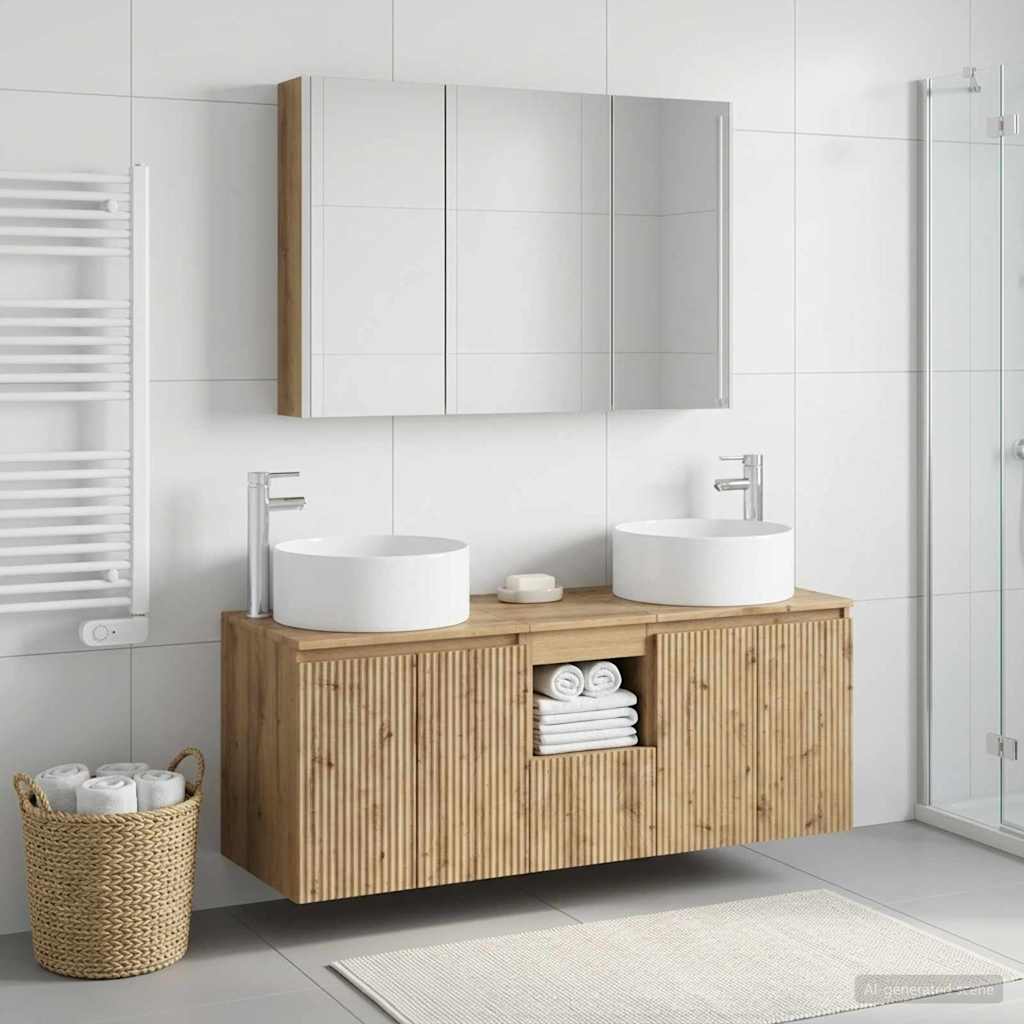 vidaXL Badkamerkast set 4 st Oud hout Bewerkt hout