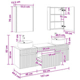 vidaXL Badkamerkast set 5 pcs Wit 53 x 15,5 x 70 cm Bewerkt hout