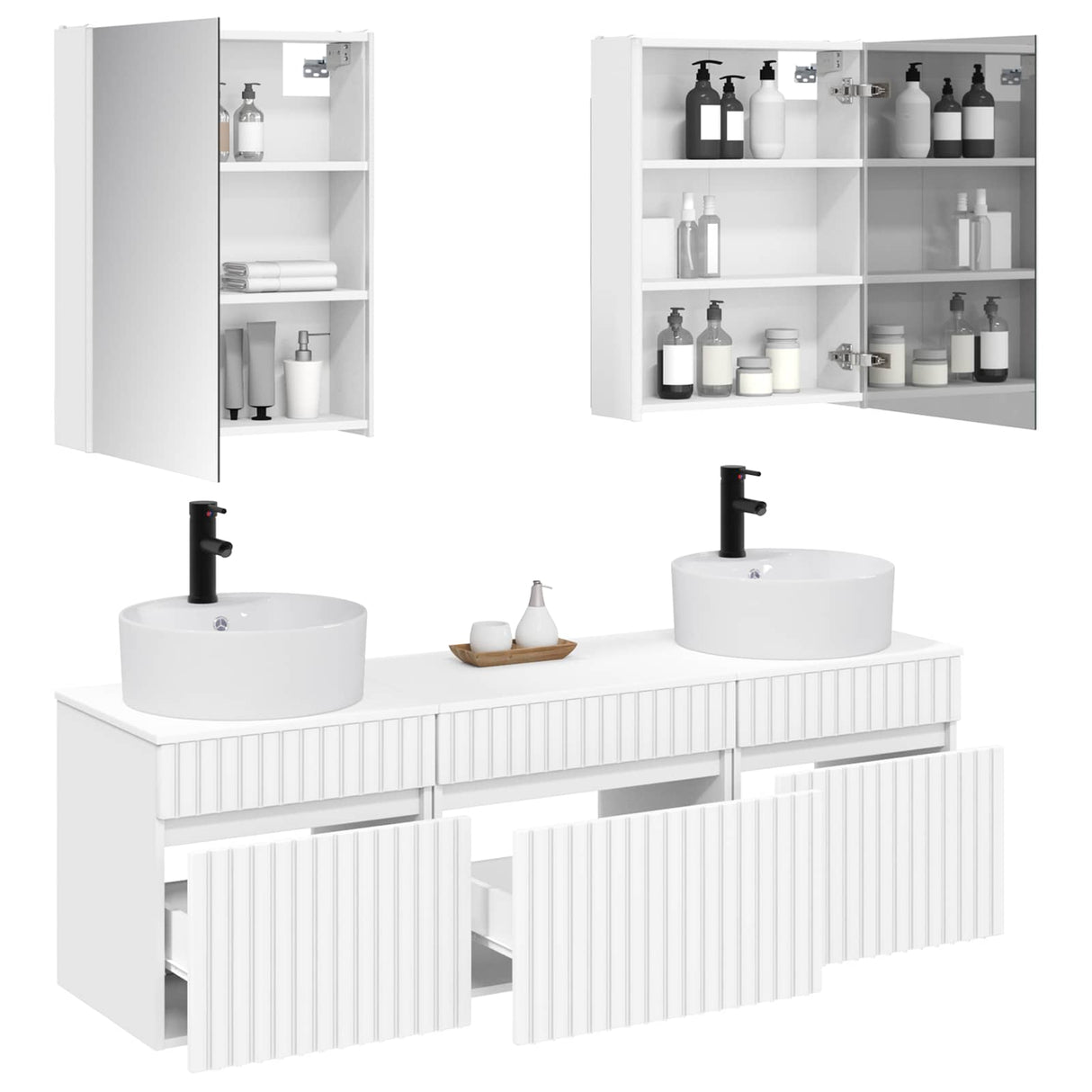 vidaXL Badkamerkast set 5 pcs Wit 53 x 15,5 x 70 cm Bewerkt hout
