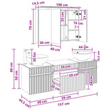 vidaXL Badkamerkast set 4 pcs Wit 100 x 14,5 x 70 cm Bewerkt hout