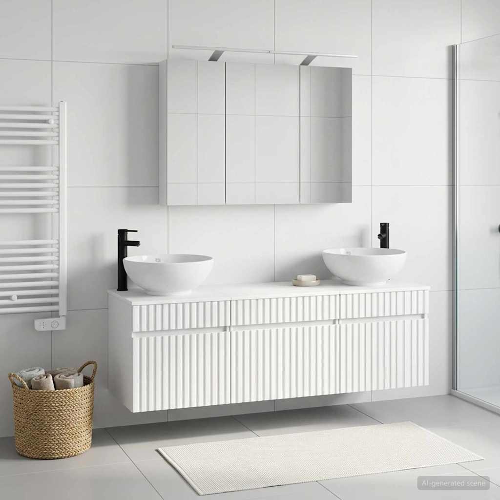 vidaXL Badkamerkast set 4 pcs Wit 100 x 14,5 x 70 cm Bewerkt hout