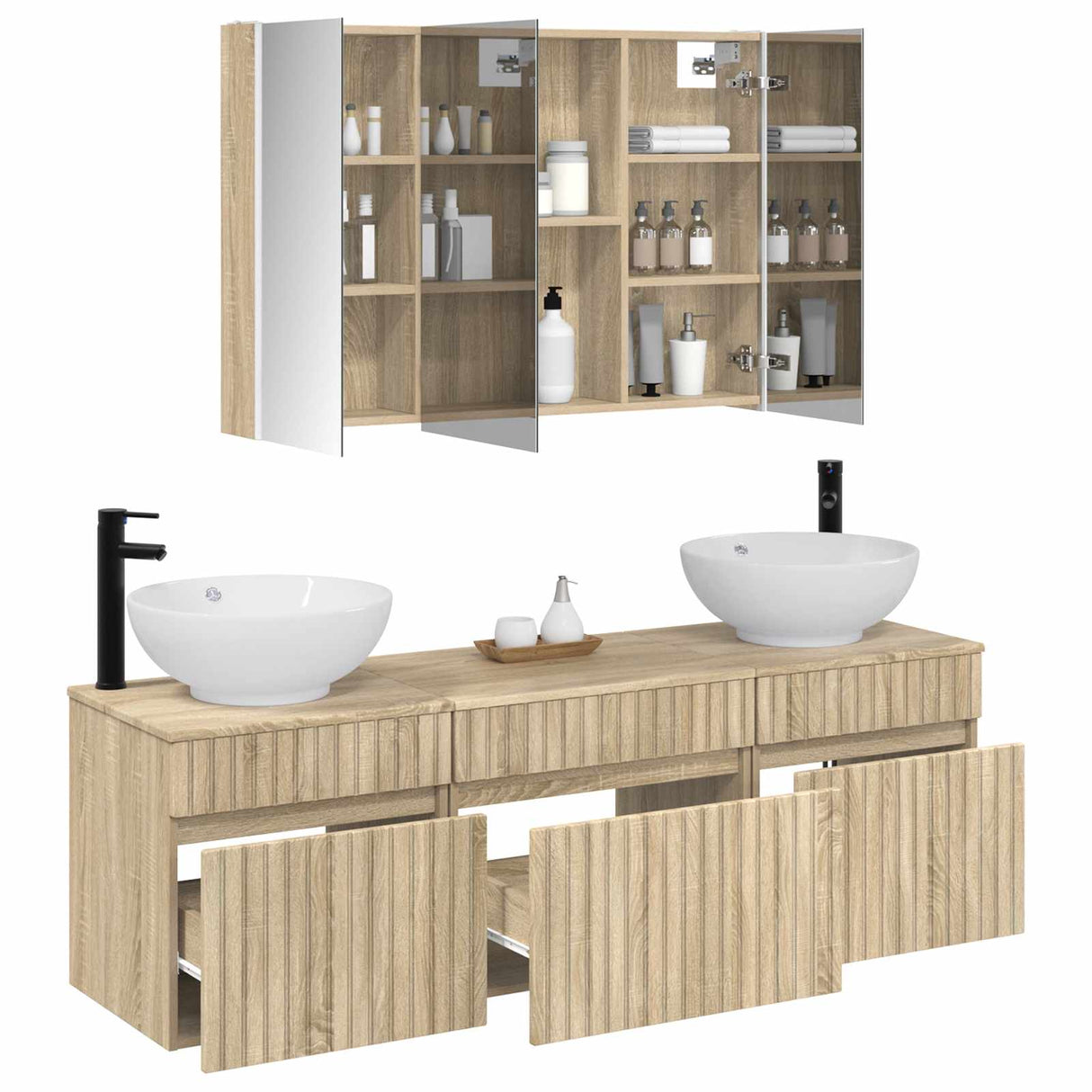 vidaXL Badkamerkast set 4 st Sonoma Eiken Bewerkt hout