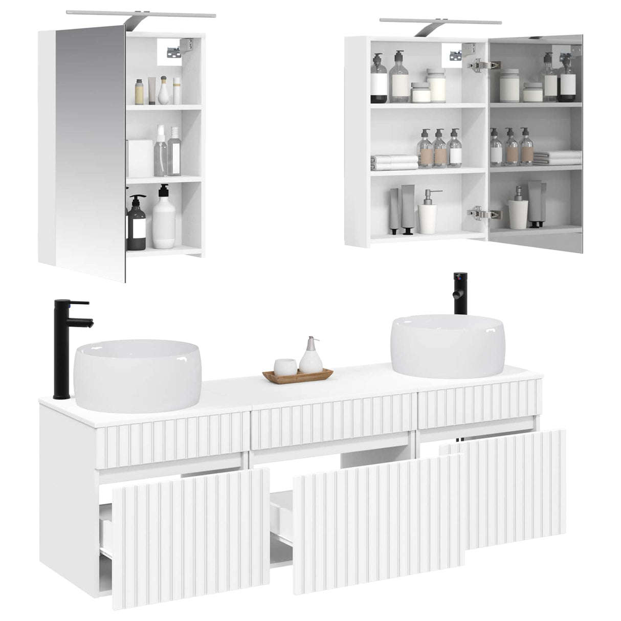 vidaXL Badkamerkast set 5 pcs Wit 50 x 14,5 x 70 cm Bewerkt hout