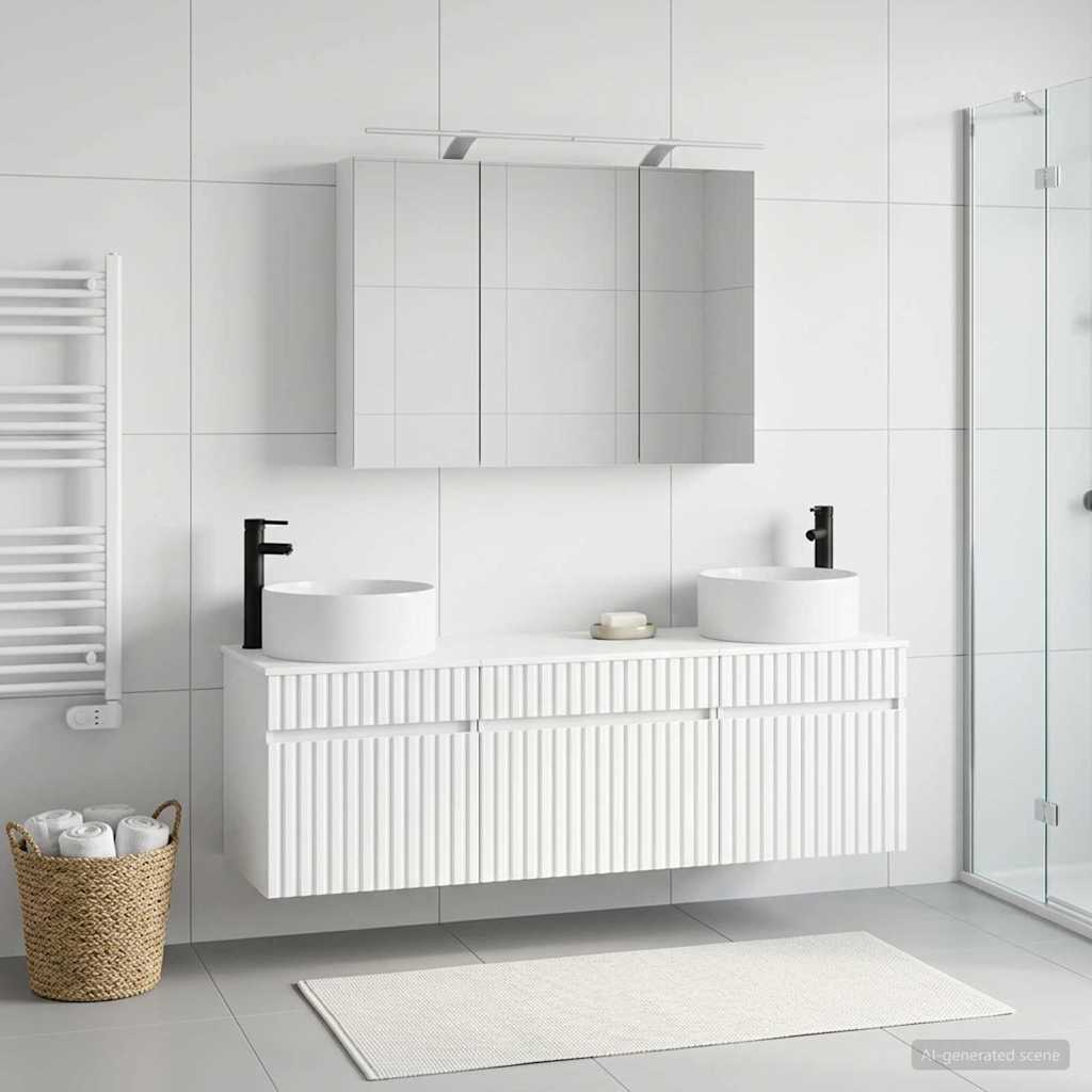 vidaXL Bathroom Cabinet Set 4 pcs White 100 x 14.5 x 70 cm Engineered Wood