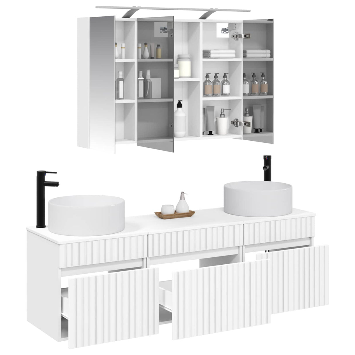 vidaXL Bathroom Cabinet Set 4 pcs White 100 x 14.5 x 70 cm Engineered Wood