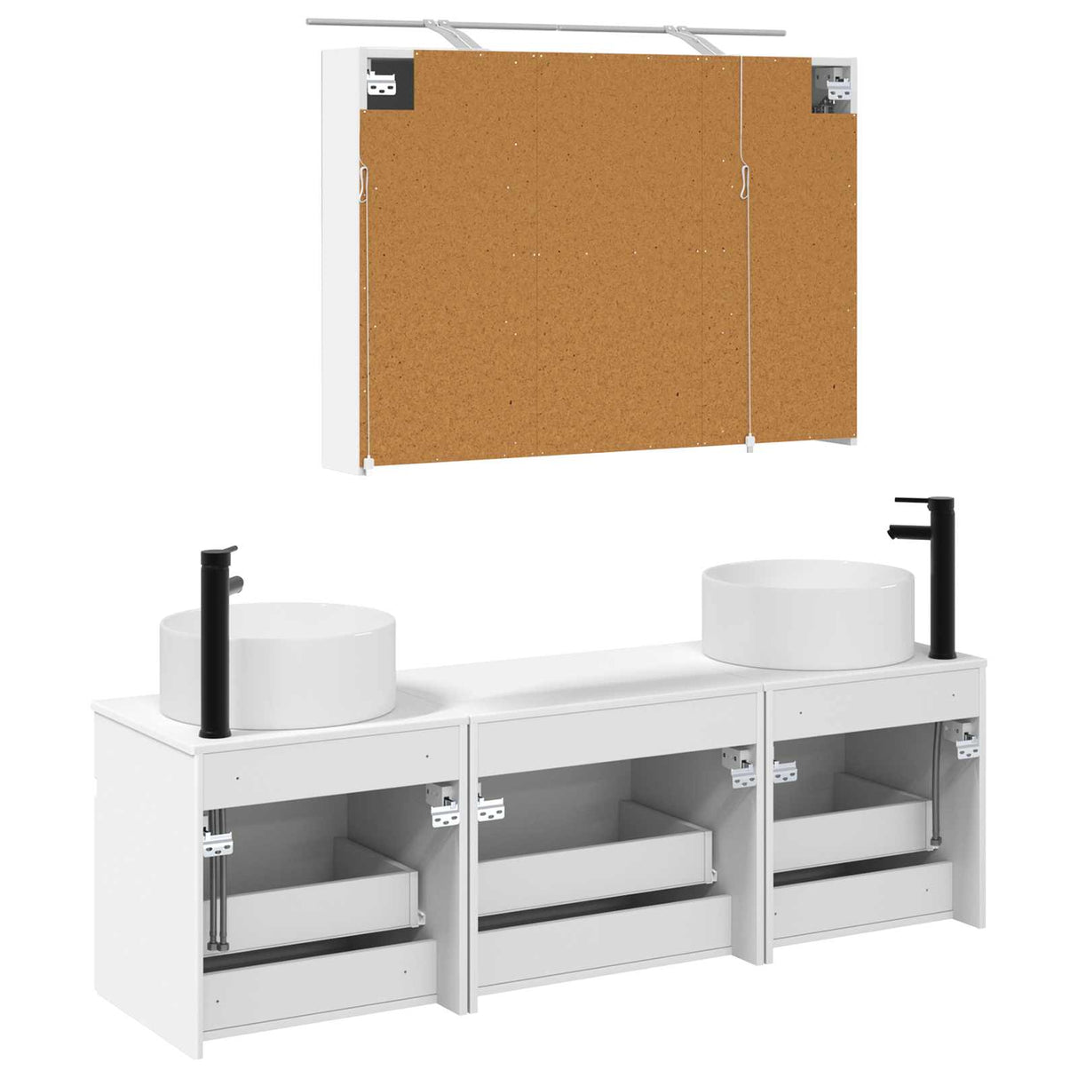 vidaXL Bathroom Cabinet Set 4 pcs White 100 x 14.5 x 70 cm Engineered Wood