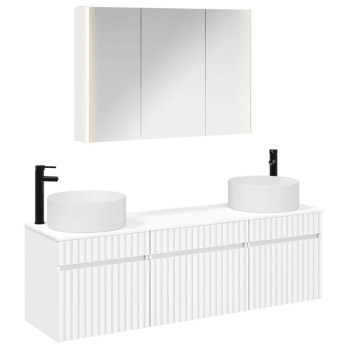 vidaXL Badkamerkast set 4 pcs Wit 103,5 x 15,5 x 70 cm Bewerkt hout