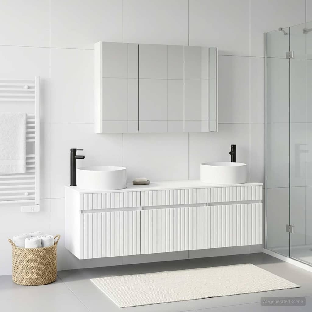 vidaXL Badkamerkast set 4 pcs Wit 103,5 x 15,5 x 70 cm Bewerkt hout