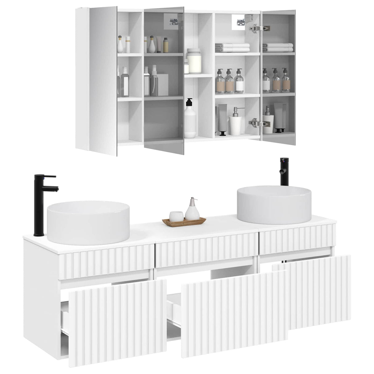 vidaXL Badkamerkast set 4 pcs Wit 103,5 x 15,5 x 70 cm Bewerkt hout