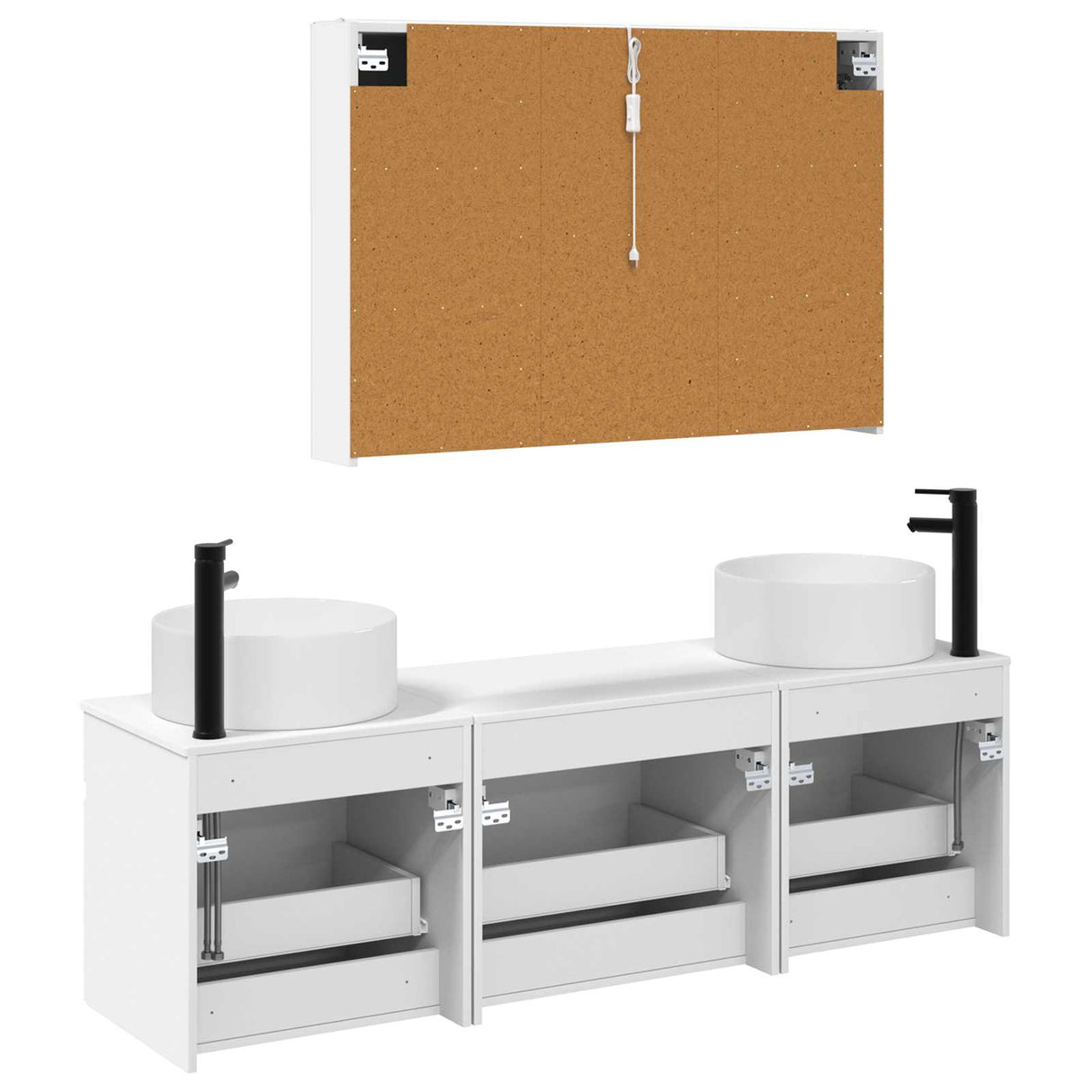 vidaXL Badkamerkast set 4 pcs Wit 103,5 x 15,5 x 70 cm Bewerkt hout