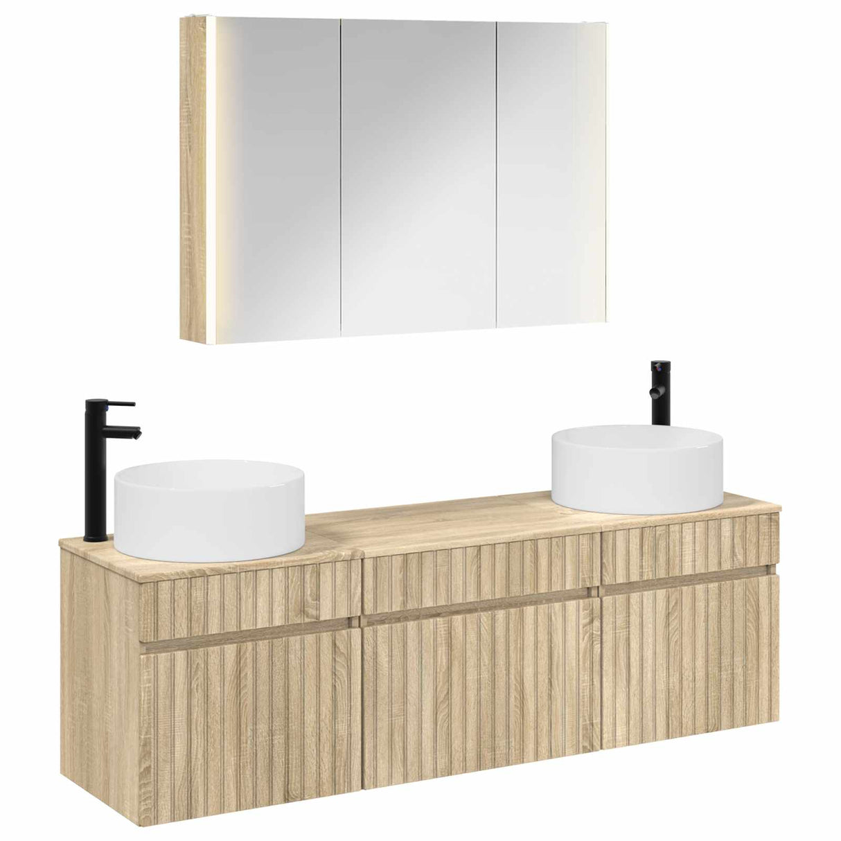 vidaXL Badkamerkast set 4 pcs Wit 103,5 x 15,5 x 70 cm Bewerkt hout