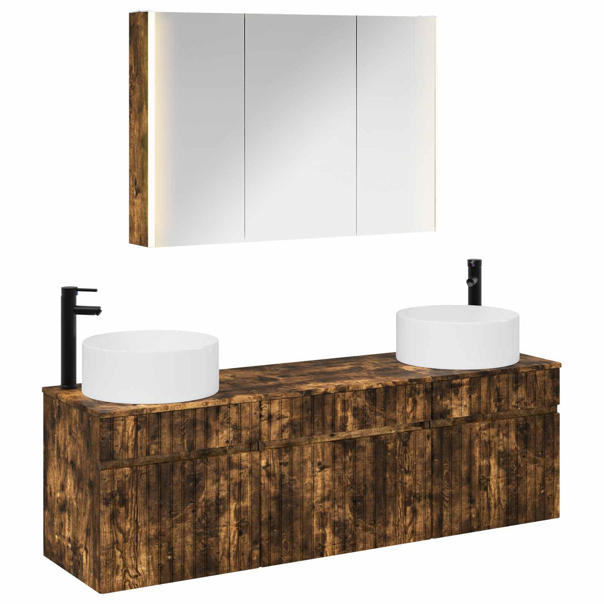 vidaXL Badkamerkast set 4 pcs Wit 103,5 x 15,5 x 70 cm Bewerkt hout