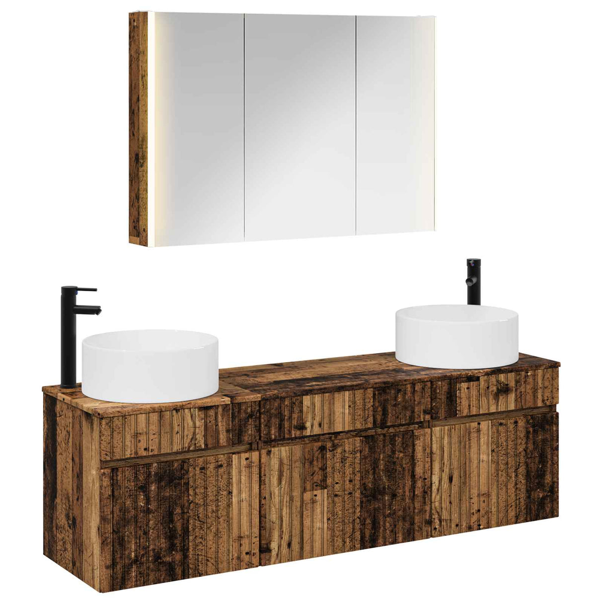 vidaXL Badkamerkast set 4 pcs Wit 103,5 x 15,5 x 70 cm Bewerkt hout