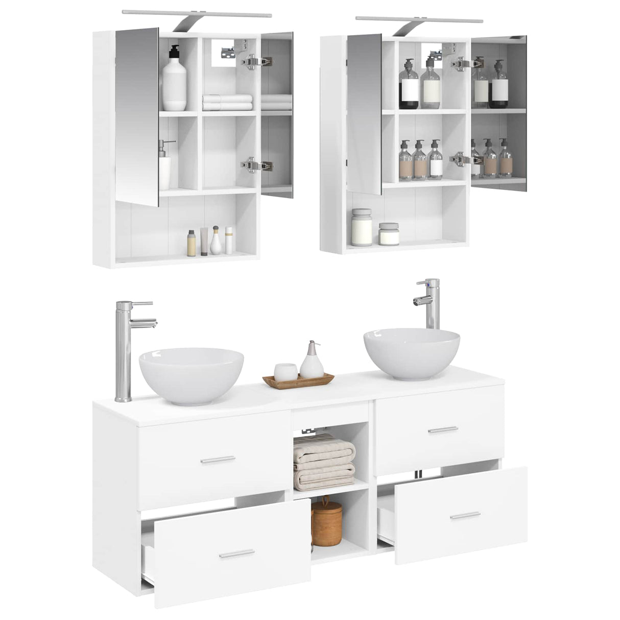 vidaXL Bathroom cabinet set 5 pcs White 50 x 14.5 x 70 cm Engineered wood