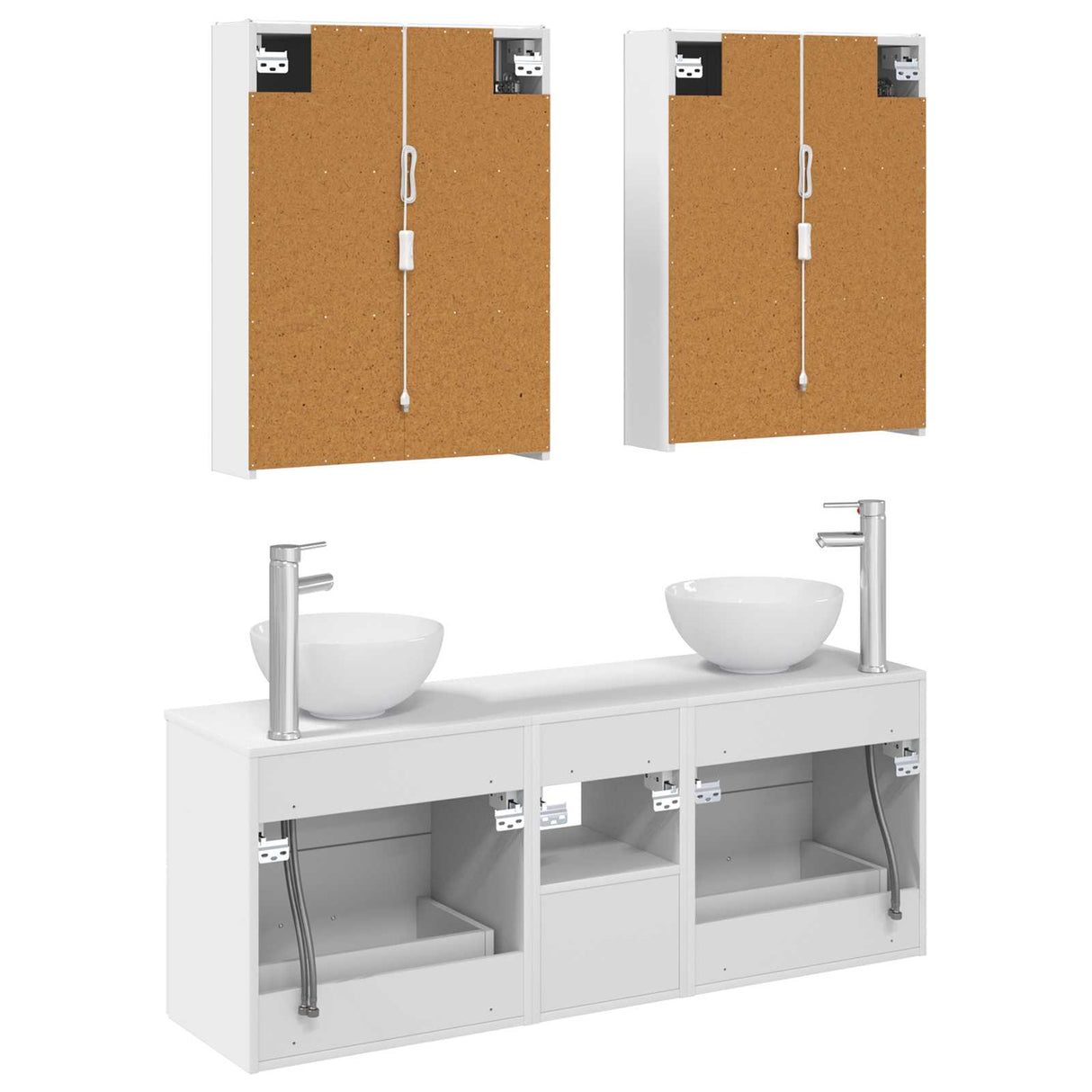 vidaXL Badkamerkast set 5 pcs Wit 53 x 15,5 x 70 cm Bewerkt hout