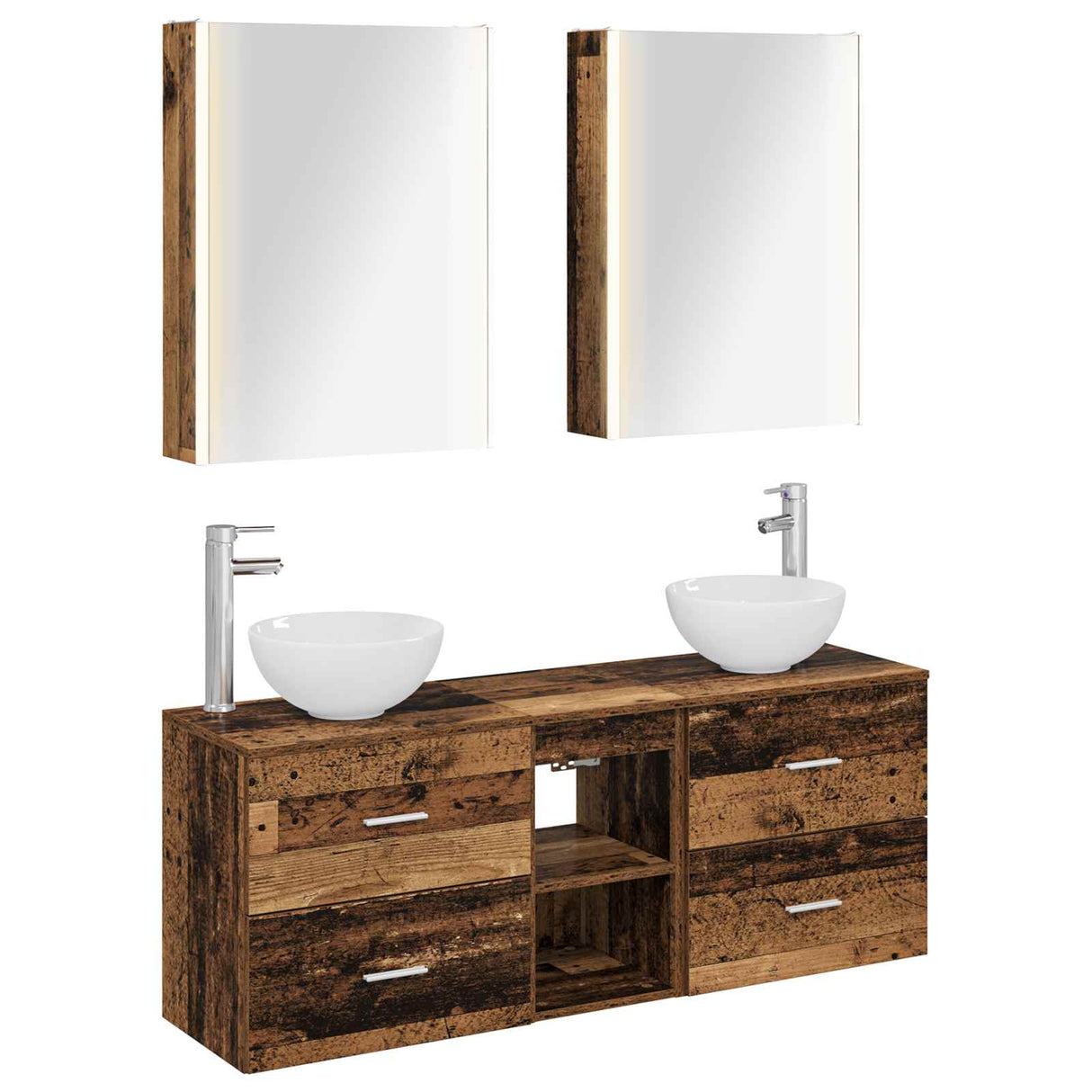 vidaXL Badkamerkast set 5 pcs Wit 53 x 15,5 x 70 cm Bewerkt hout
