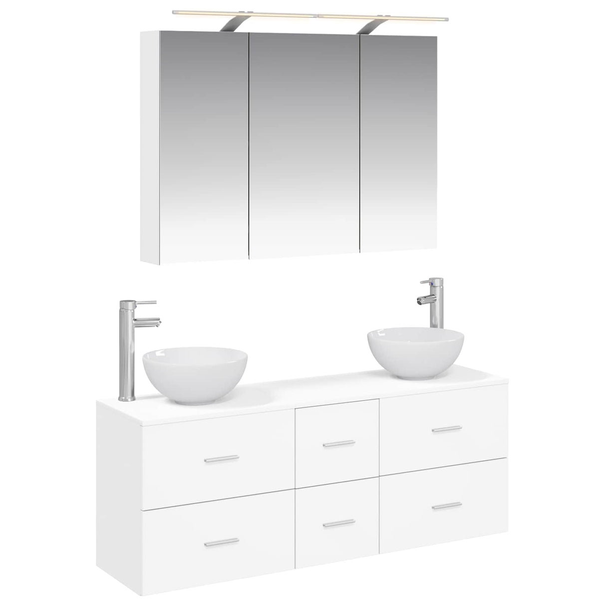 vidaXL Badkamermeubel Set 4 pcs Wit Bewerkt hout en glas