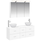 vidaXL Badkamermeubel Set 4 pcs Wit Bewerkt hout en glas