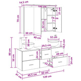 vidaXL Badkamermeubel Set 4 pcs Wit Bewerkt hout en glas