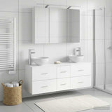vidaXL Badkamermeubel Set 4 pcs Wit Bewerkt hout en glas
