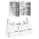 vidaXL Badkamermeubel Set 4 pcs Wit Bewerkt hout en glas
