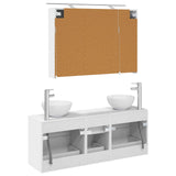 vidaXL Badkamermeubel Set 4 pcs Wit Bewerkt hout en glas