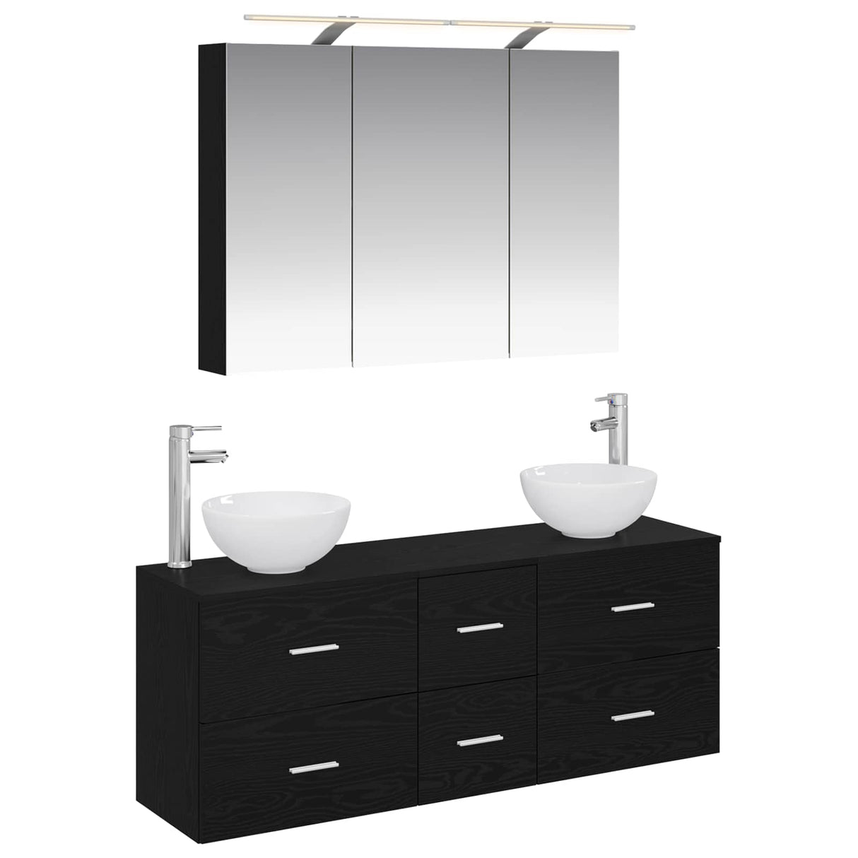 vidaXL Badkamermeubel Set 4 pcs Wit Bewerkt hout en glas