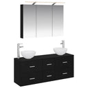 vidaXL Badkamermeubel Set 4 pcs Wit Bewerkt hout en glas